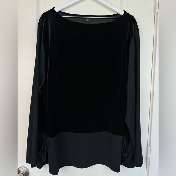 J.Jill Wearever Collection Mixed Media Velvet Long Sleeve Tunic Black Size 4X - Picture 1 of 8